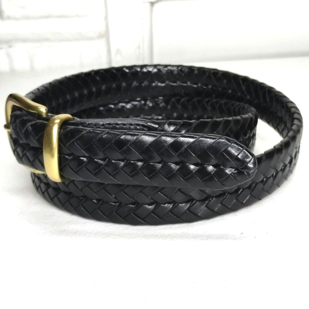 Vintage Coach Men's Belt size 40 Woven Black Leather Brass Buckle 6922 - Picture 2 of 6